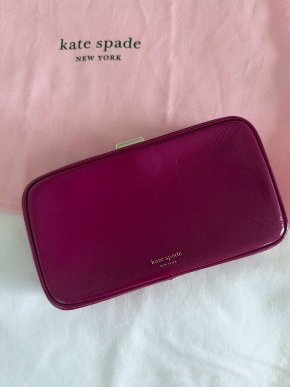 Kate Spade Pink Patent Leather Clutch Crossbody | Wallet on Chain Evening Bag